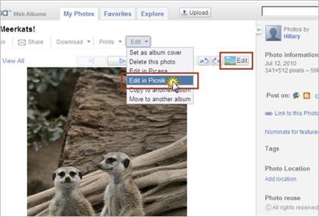谷歌Picasa开始整合Picnik图片编辑功能(图)