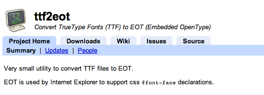 ttf2eot Command Line Utility