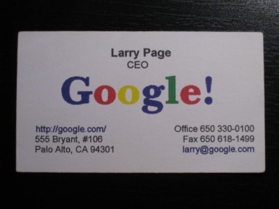 曾经的草根CEO——谷歌CEO 拉里·佩奇（Larry Page）1998年版名片（互联网图片）